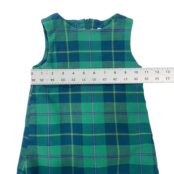 Lilly Pulitzer Girls 2T Green Plaid Preppy Dress Scalloped, Pink Bow, Lined - Picture 7 of 9